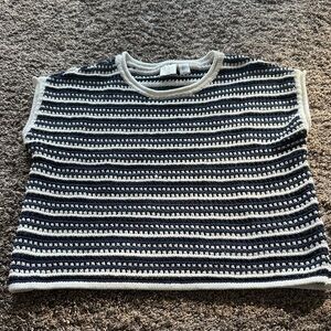 Joie Navy Striped Sweater with Metallic Sequins